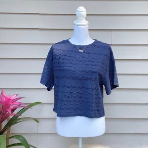 madewell tee shirt knit dolman sleeve crop top basic tee small navy blue